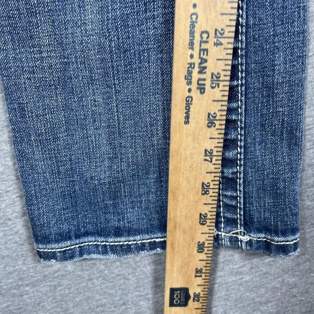 Miss Me Jeans Juniors 14 Blue Bootcut Mid Rise Embroidered Rhinestone Studded